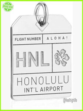 Sterling Silver Honolulu Luggage Tag Charm Bracelet Travel Jewelry